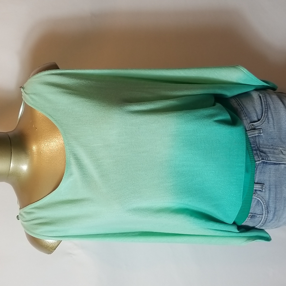 INC INTERNATIONAL CONCEPTS GREEN DIP DYE OPEN DOLMAN SLEEVES TOP. - Picture 5 of 10